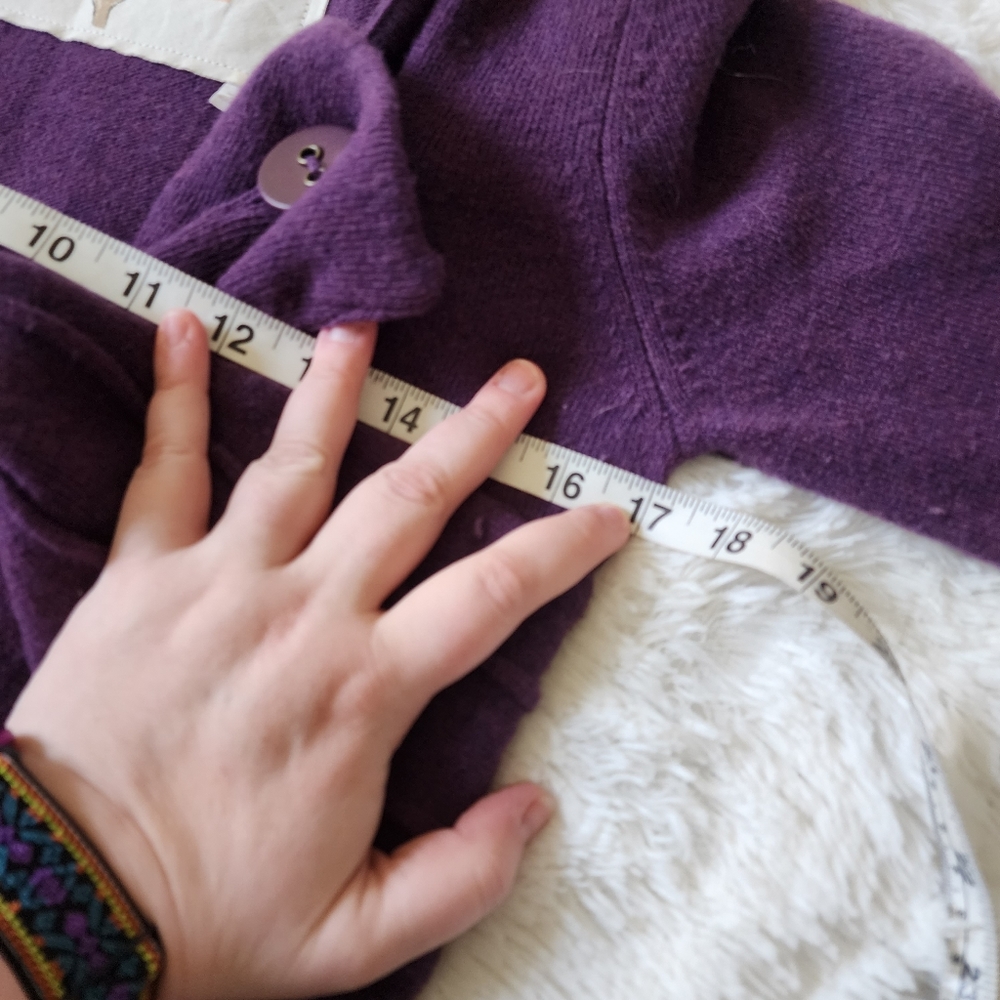 Anthropologie Robin purple wool blend button crossover cardigan sweater Small - Picture 9 of 9